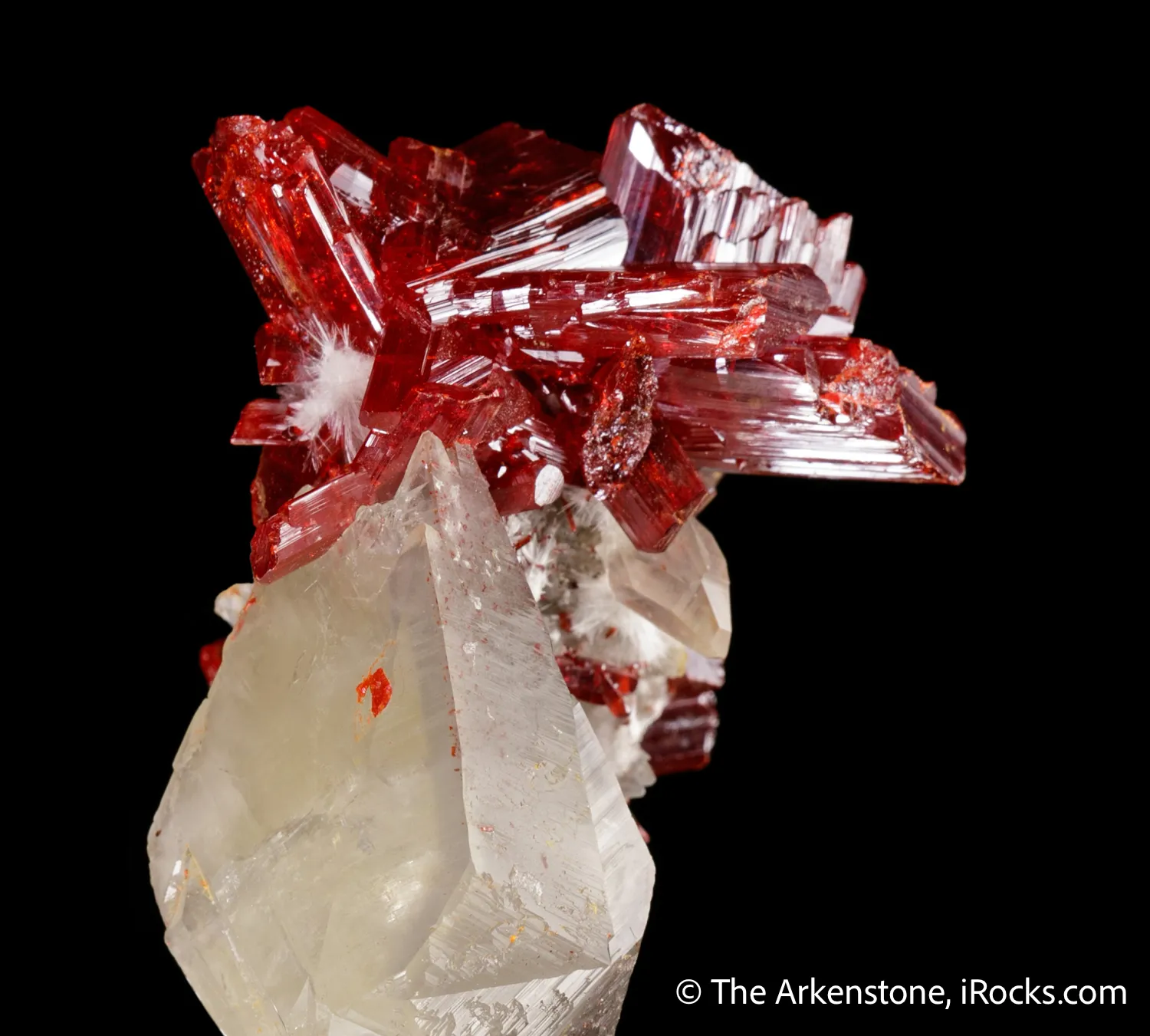 Realgar on Calcite with Picropharmacolite - image 1