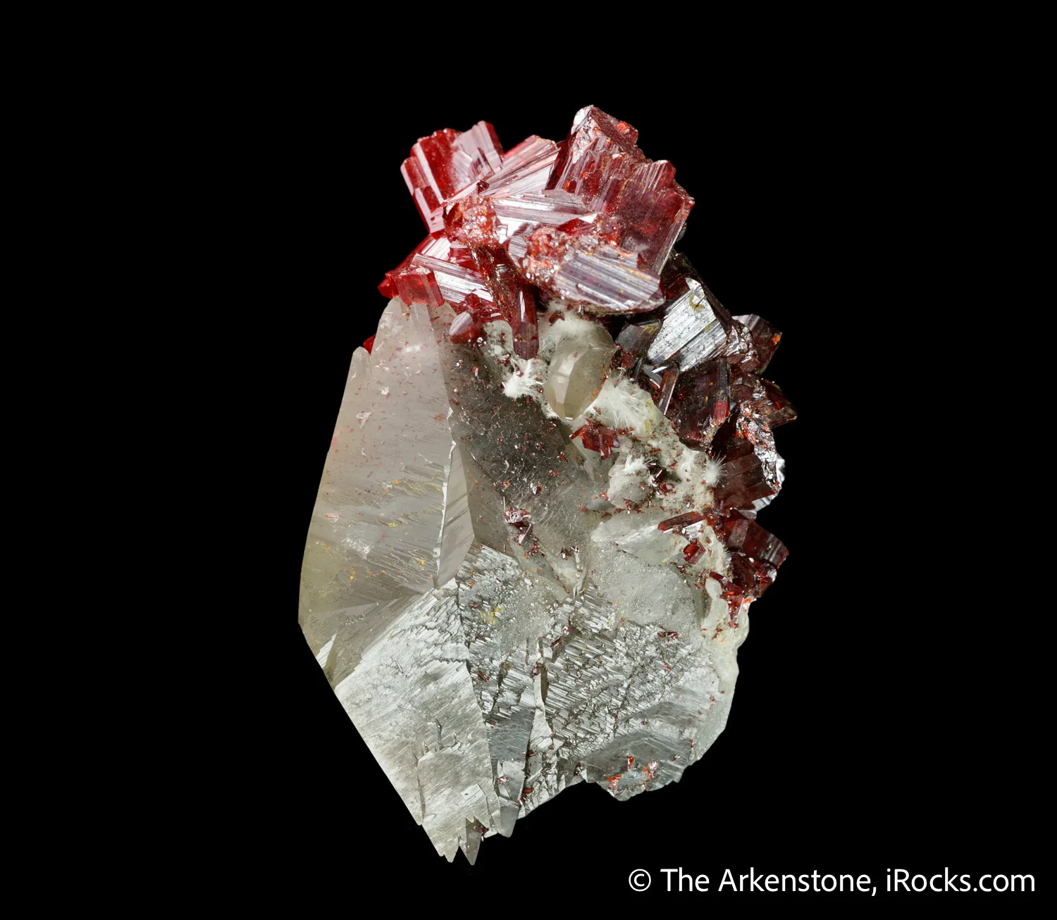 Realgar on Calcite with Picropharmacolite - image 7