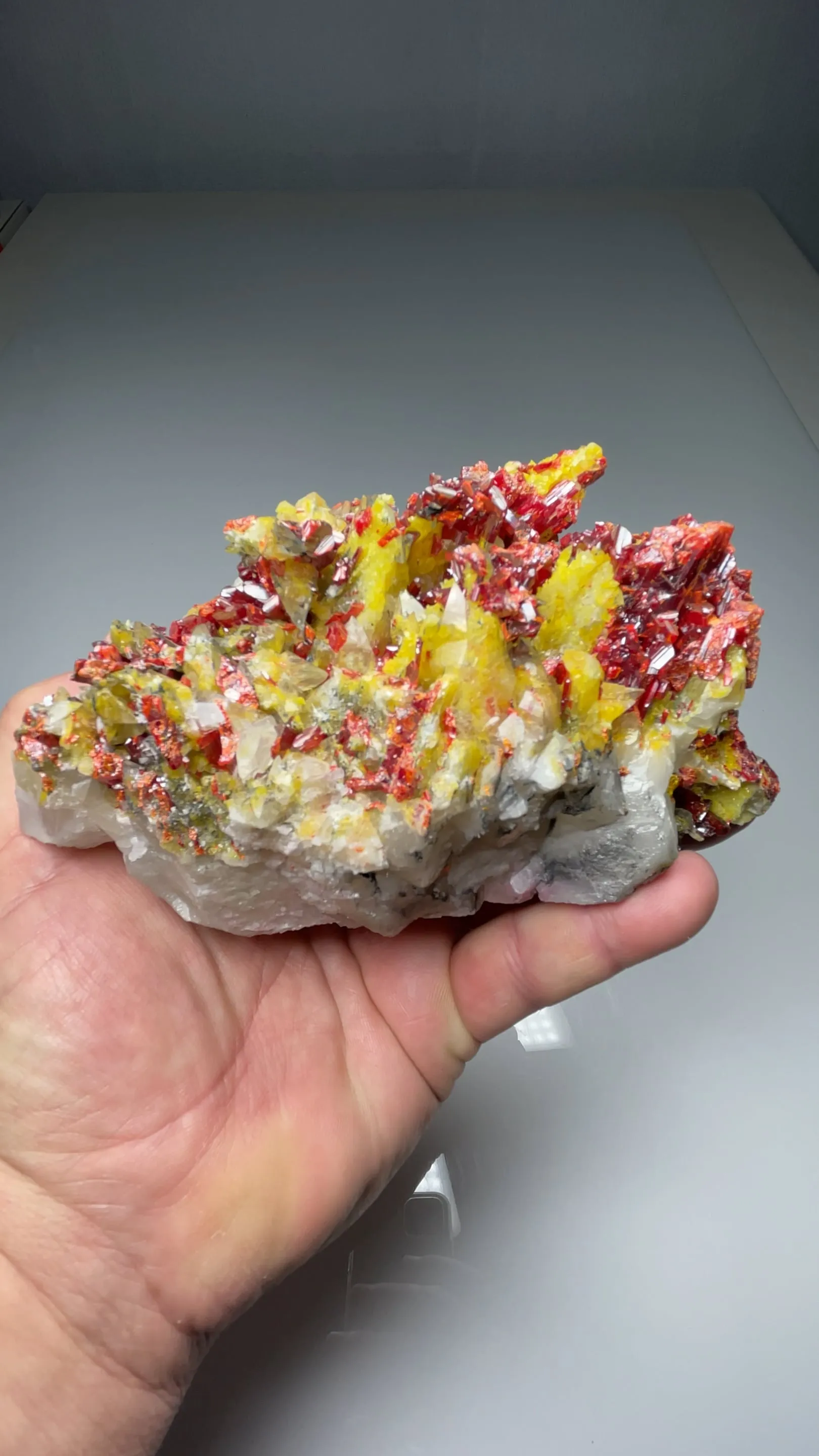 Realgar with Pararealgar, Calcite - image 2