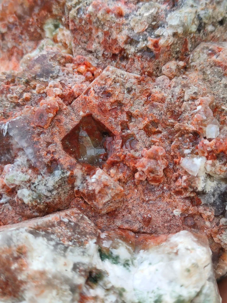 Red and green Apophyllite from India - image 3