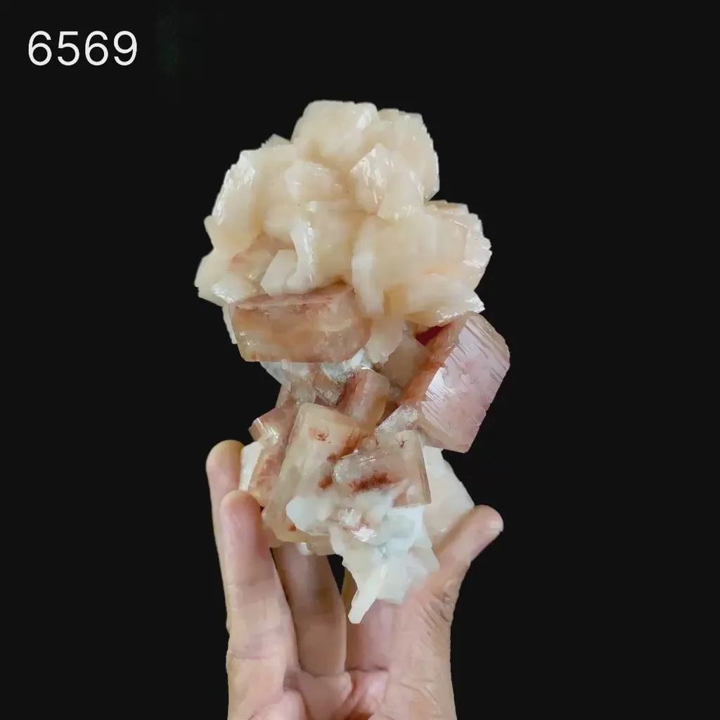 Red Apophyllite Cube With Stilbite Natural Mineral Specimen - image 6