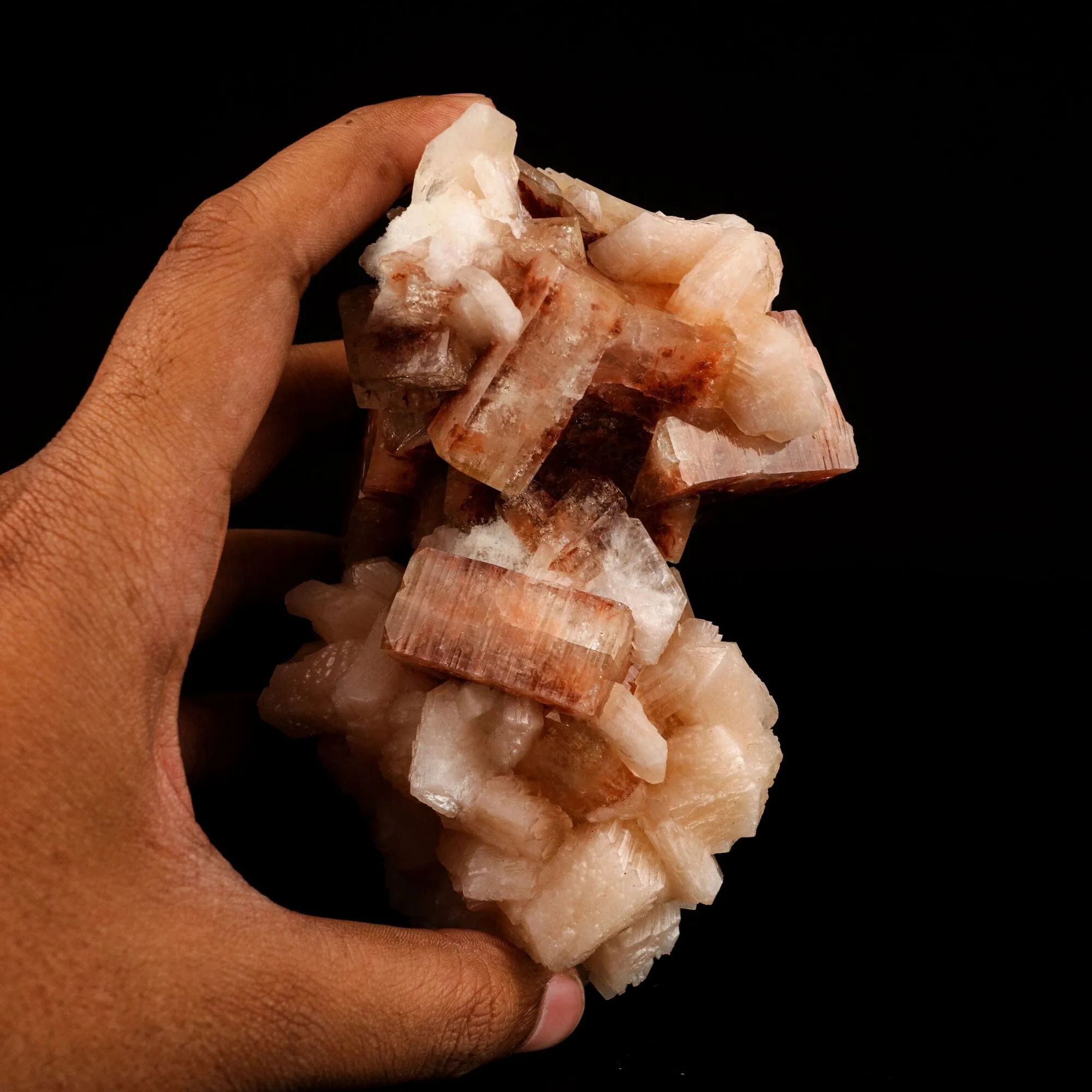 Red Apophyllite Cube With Stilbite Natural Mineral Specimen - image 4