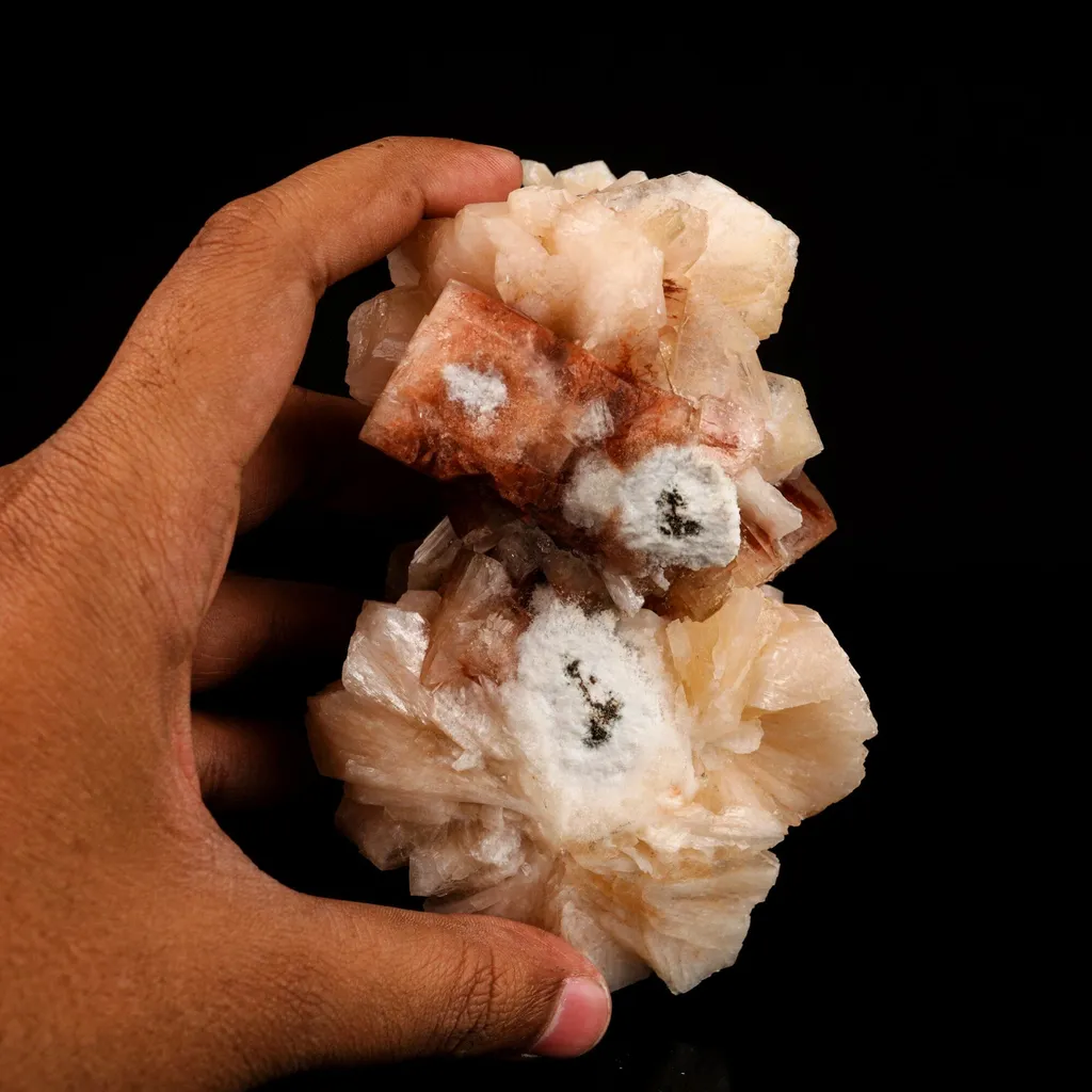 Red Apophyllite Cube With Stilbite Natural Mineral Specimen - image 5