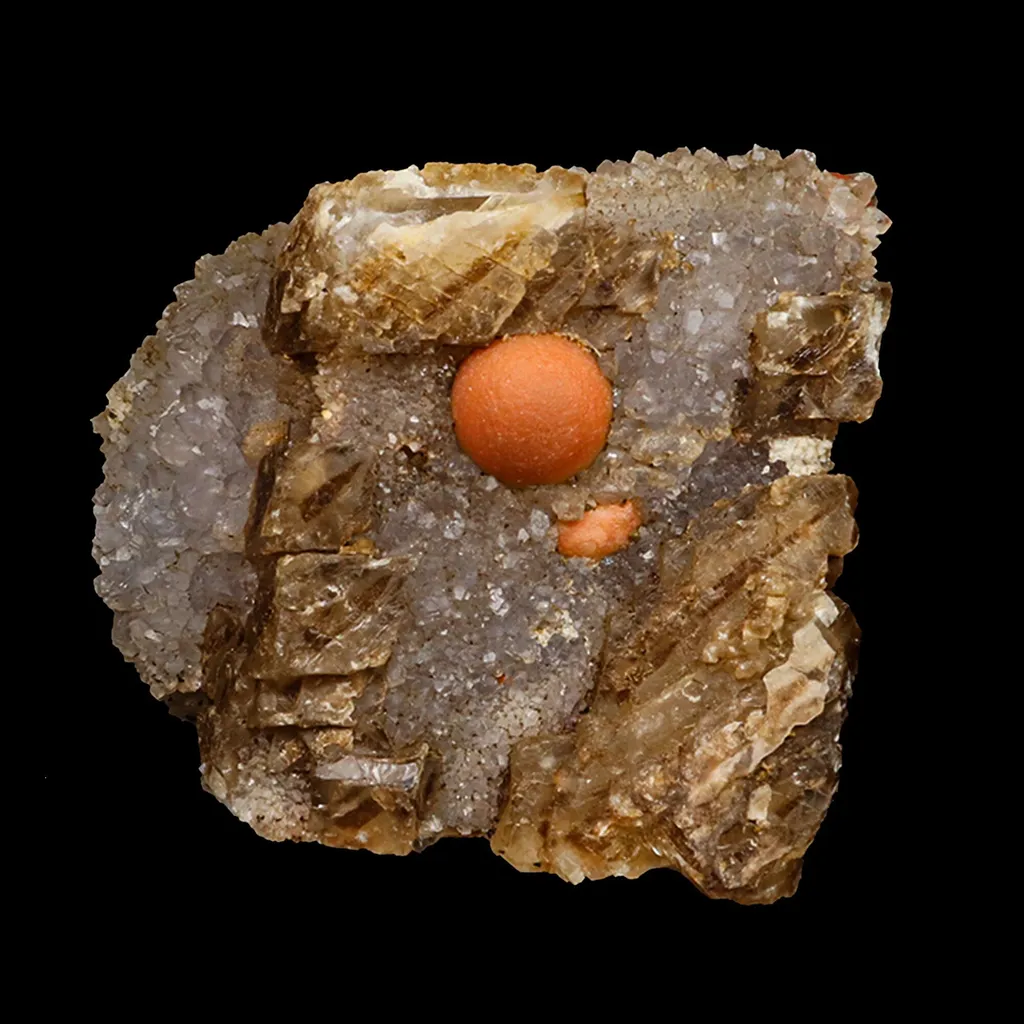 Red Botryoidal Fluorite Ball on Calcite Very Rare Natural Mineral Specimen image