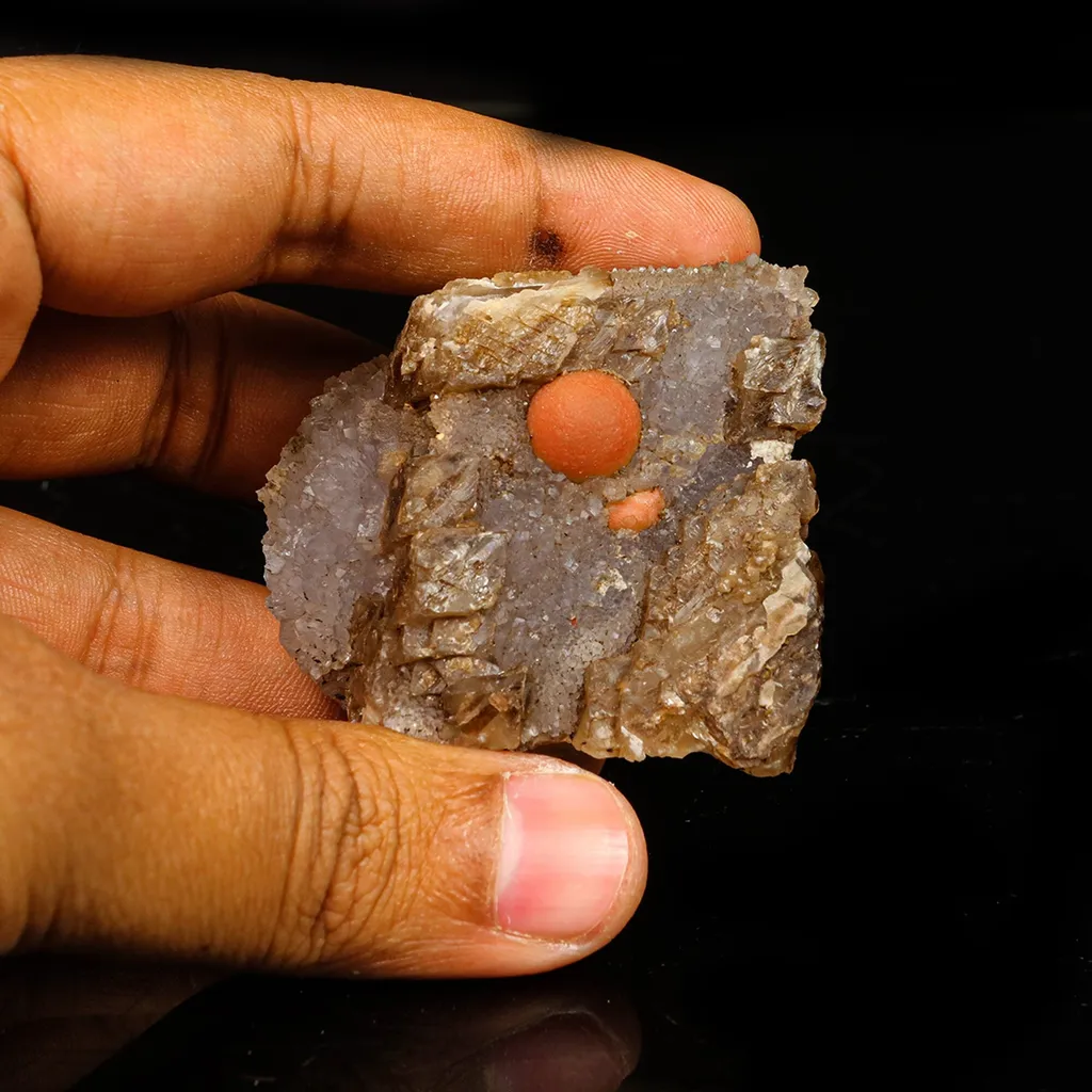 Red Botryoidal Fluorite Ball on Calcite Very Rare Natural Mineral Specimen - image 4
