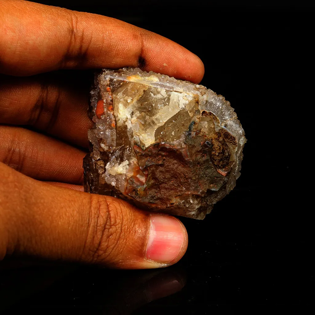 Red Botryoidal Fluorite Ball on Calcite Very Rare Natural Mineral Specimen - image 5