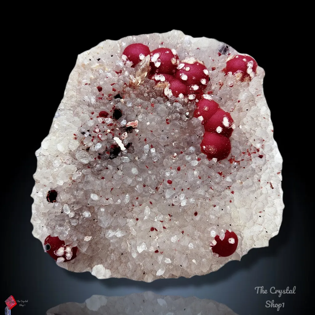 Red Fluorite Balls on Quartz. image