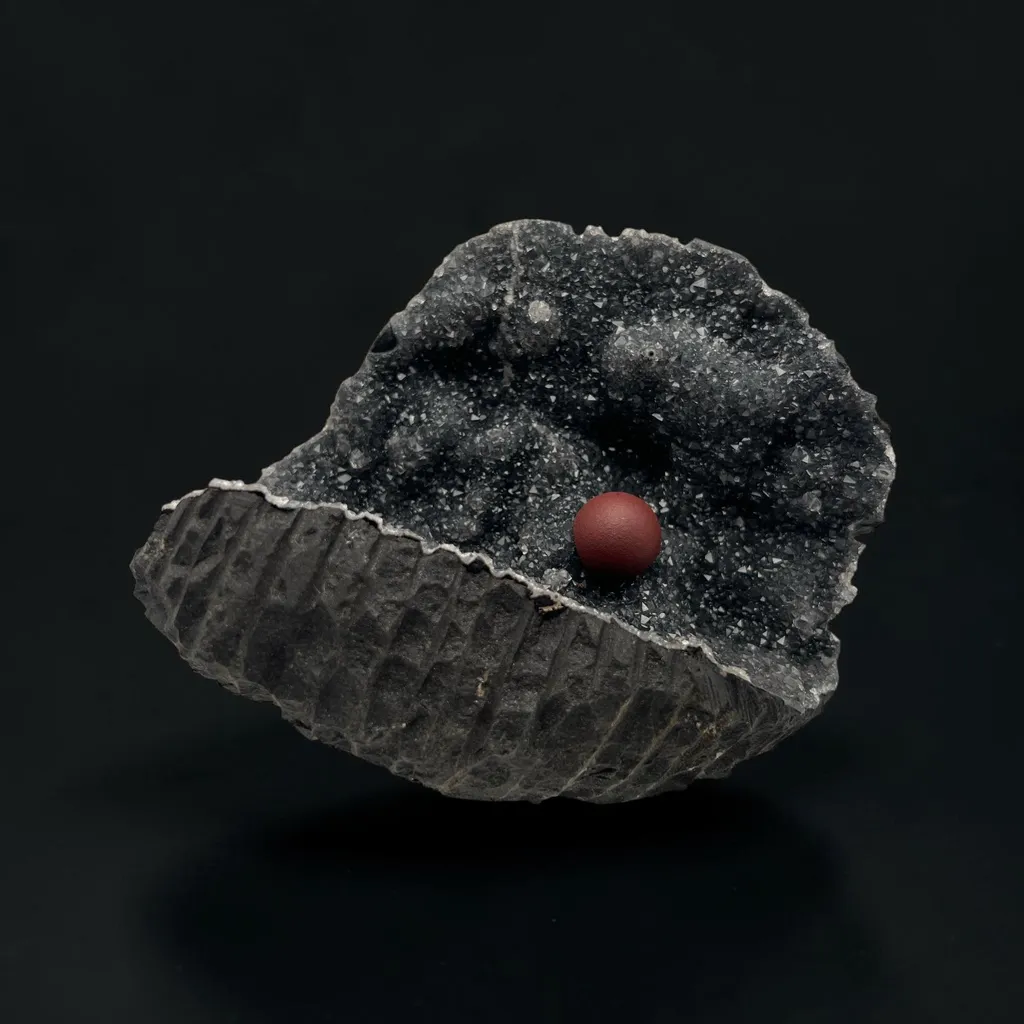 Red Fluorite on Black Chalcedony image