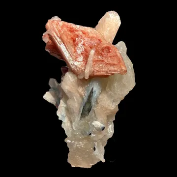 Red Heulandite & Stilbite Cluster on Chalcedony-Coated Calcite – Rare Indian Zeolite Mineral Specimen from Jalgaon