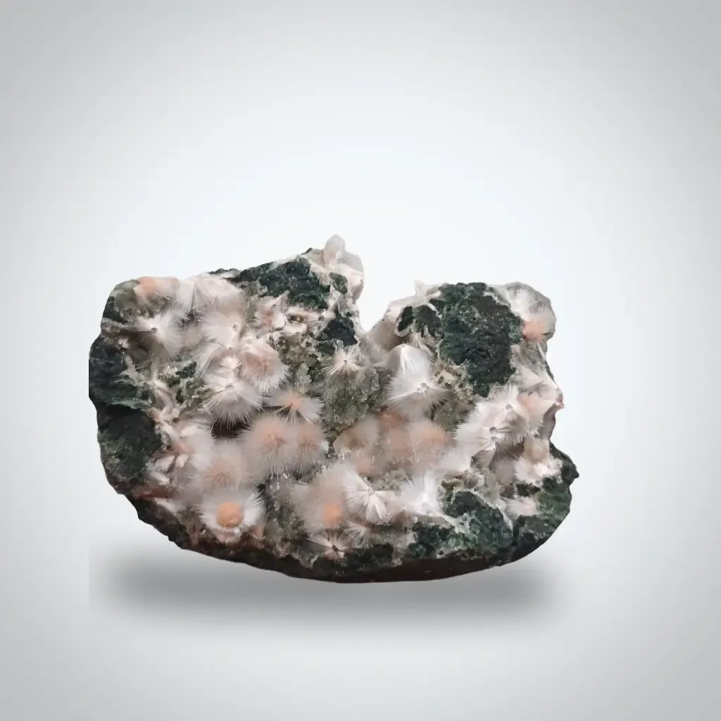 Red Mesolite on calcite - image 2