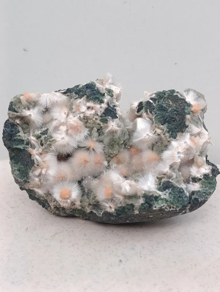 Red Mesolite on calcite - image 6