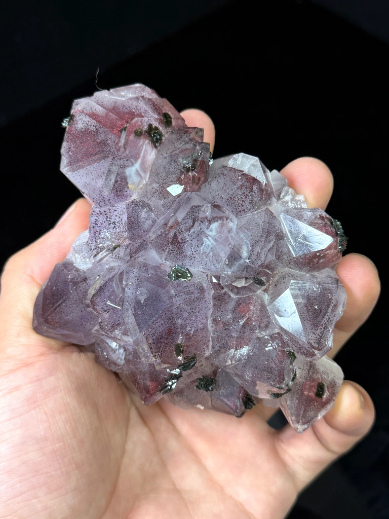 Red Phantom Garden Quartz with Dotted Hematite Inclusions & Epidote Specimen image