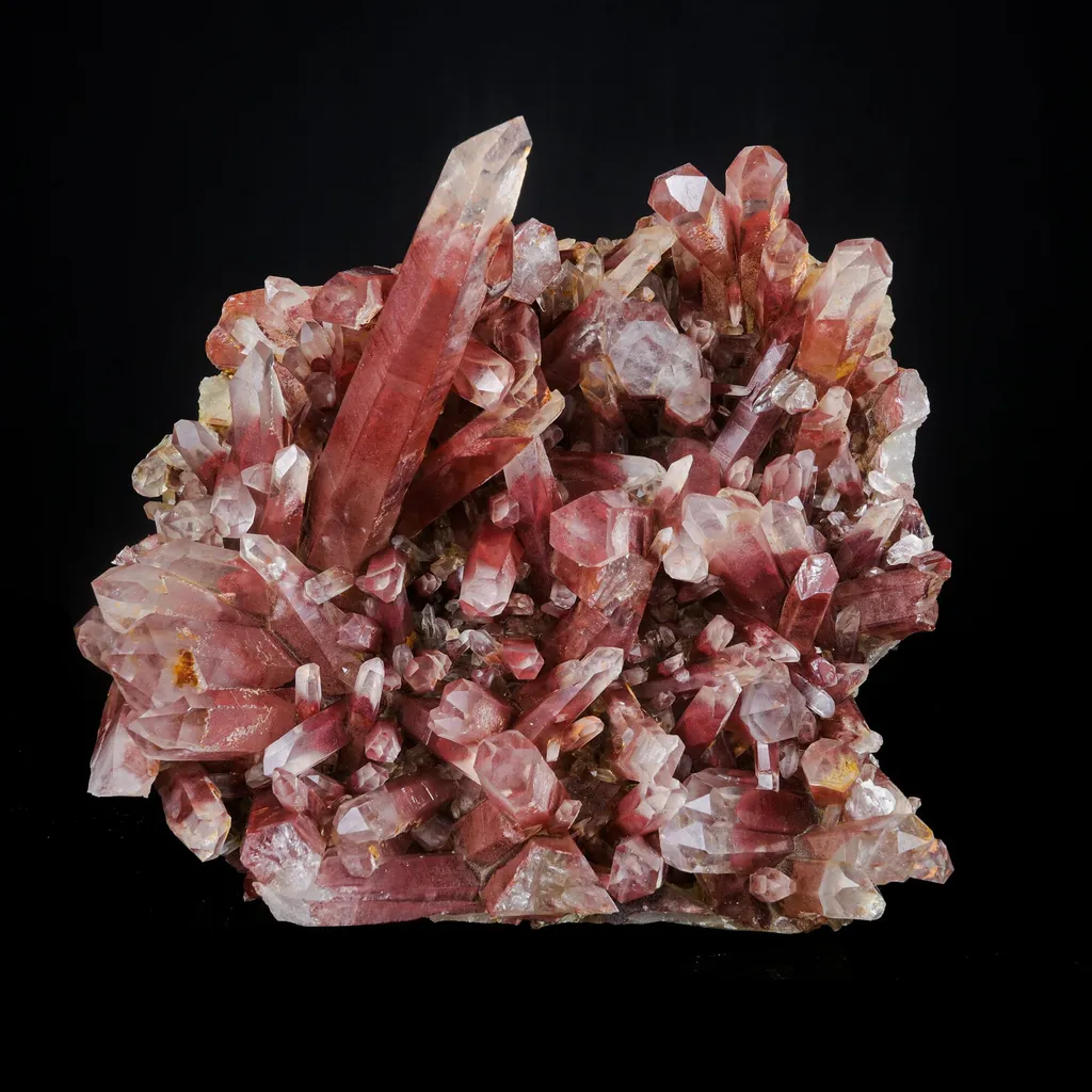 Red Phantom Quartz Cluster Natural Mineral Specimen USA image