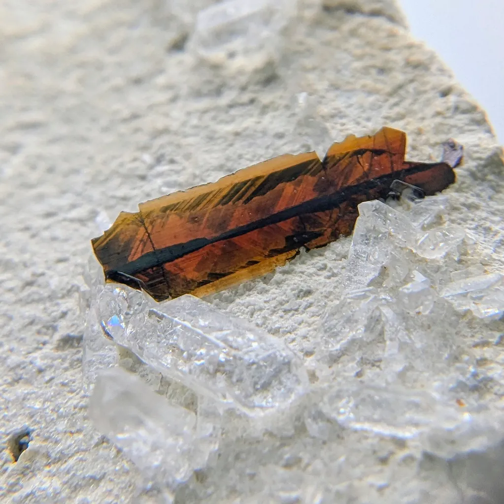Red Rare Brookite with Quartz - image 2