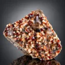 Red Spessartine Garnet cluster Combine smoky Quartz on Matrix from China - image 3
