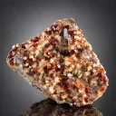 Red Spessartine Garnet cluster Combine smoky Quartz on Matrix from China - image 1