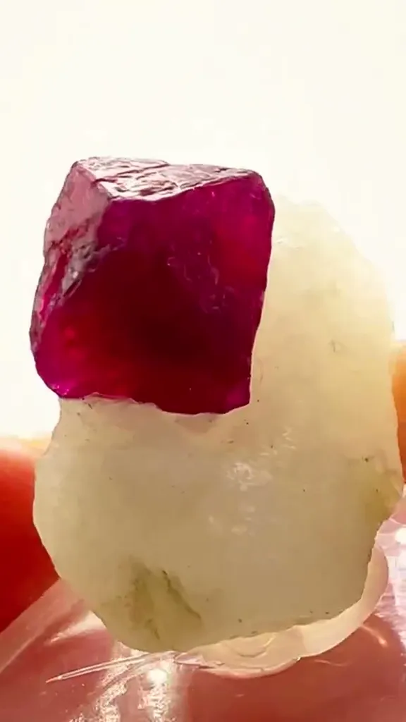 RED Spinel ON MARBLE — BURMA FIRE - image 2