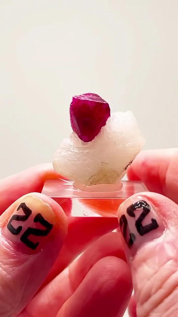 RED Spinel ON MARBLE — BURMA FIRE image
