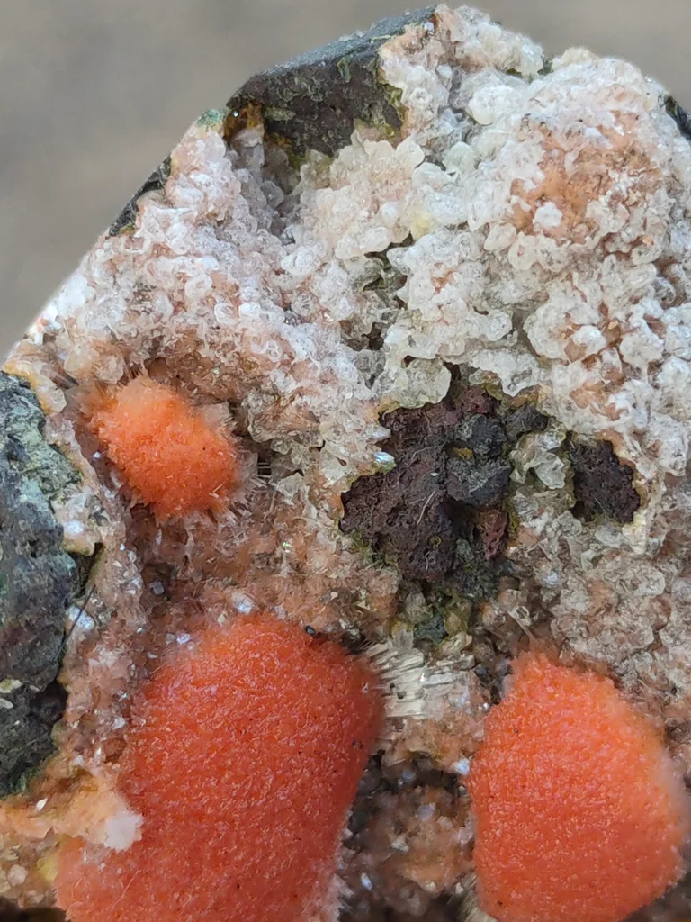 Red Thomsonite balls on Heulandite Matrix From India - image 4