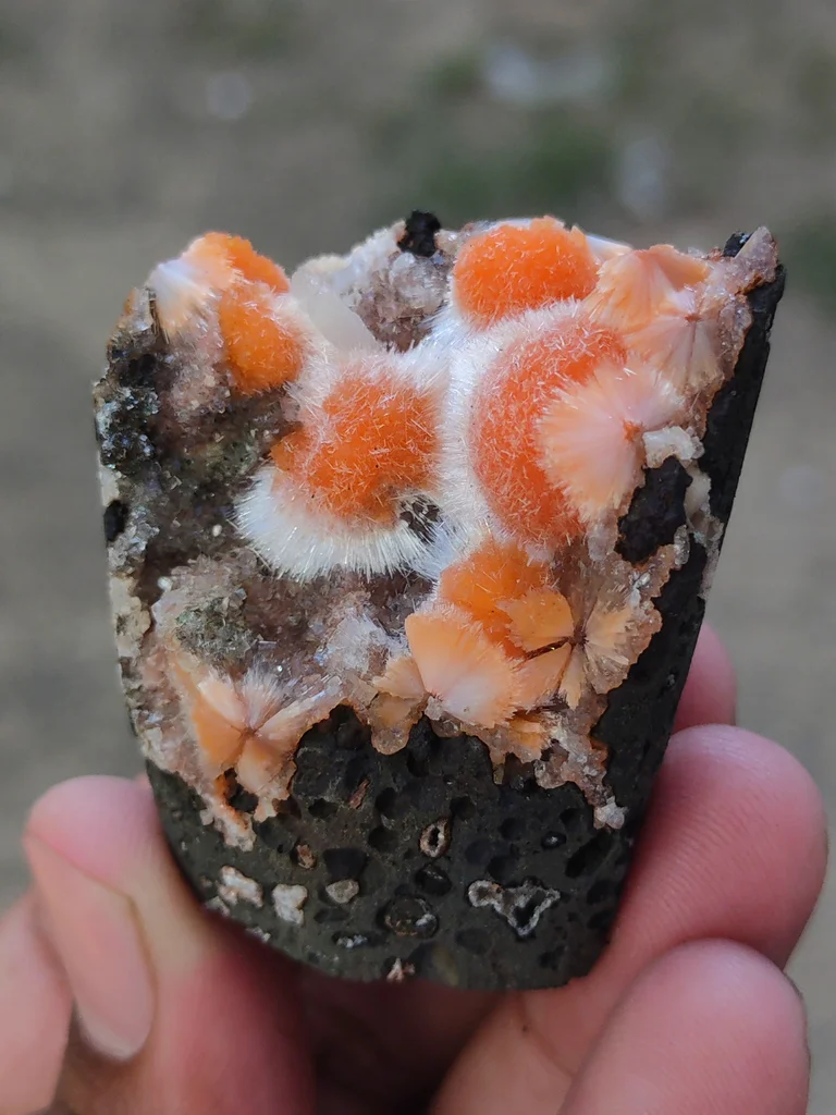 Red Thomsonite balls on Heulandite Matrix From India - image 3