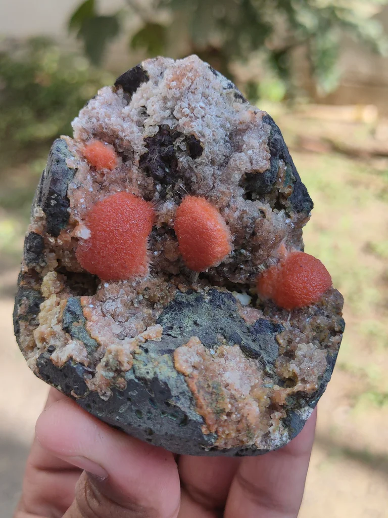 Red Thomsonite balls on Heulandite Matrix From India - image 6