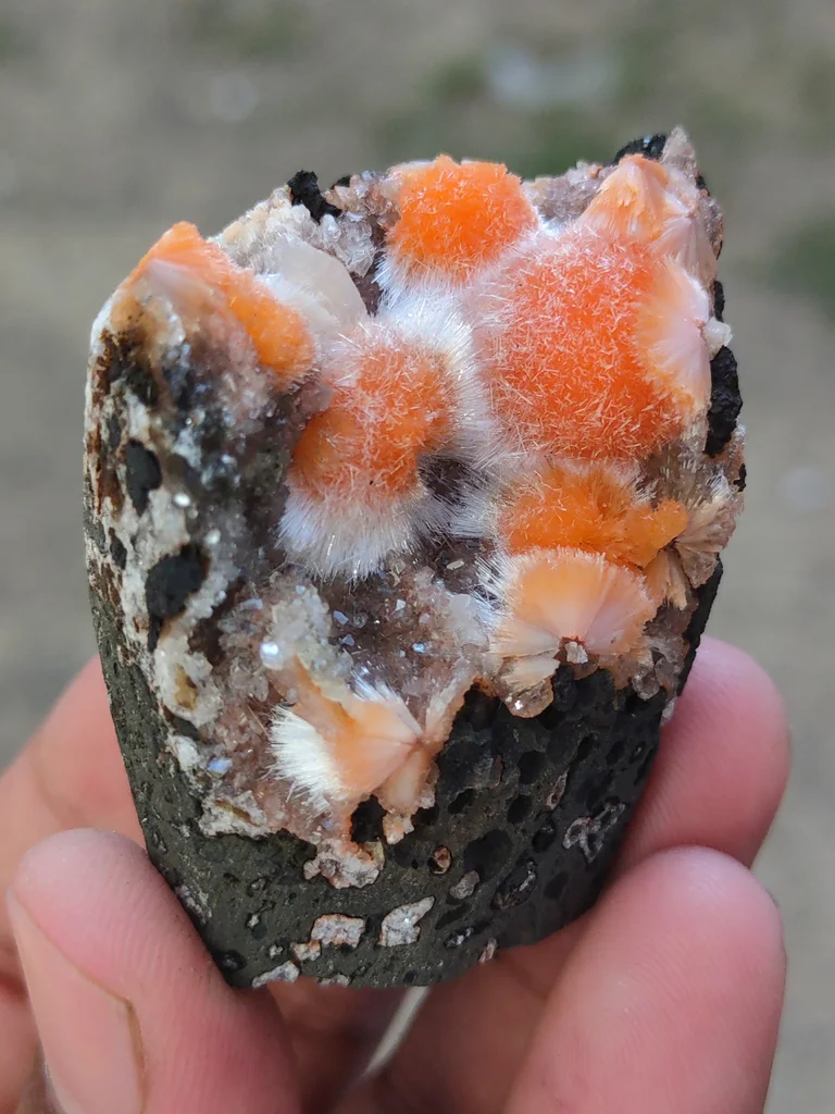 Red Thomsonite balls on Heulandite Matrix From India - image 10