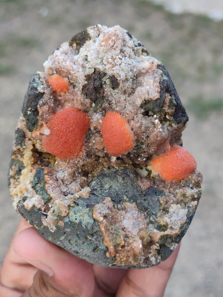 Red Thomsonite balls on Heulandite Matrix From India - image 2
