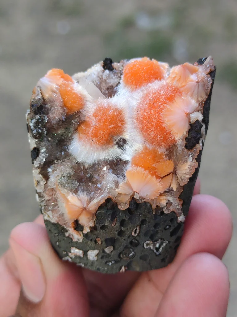 Red Thomsonite balls on Heulandite Matrix From India - image 8