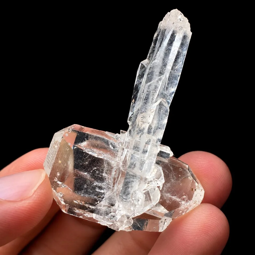 Rera Hammer Shaped Faden Quartz Crystal Transparent Pakistan Mineral - image 4