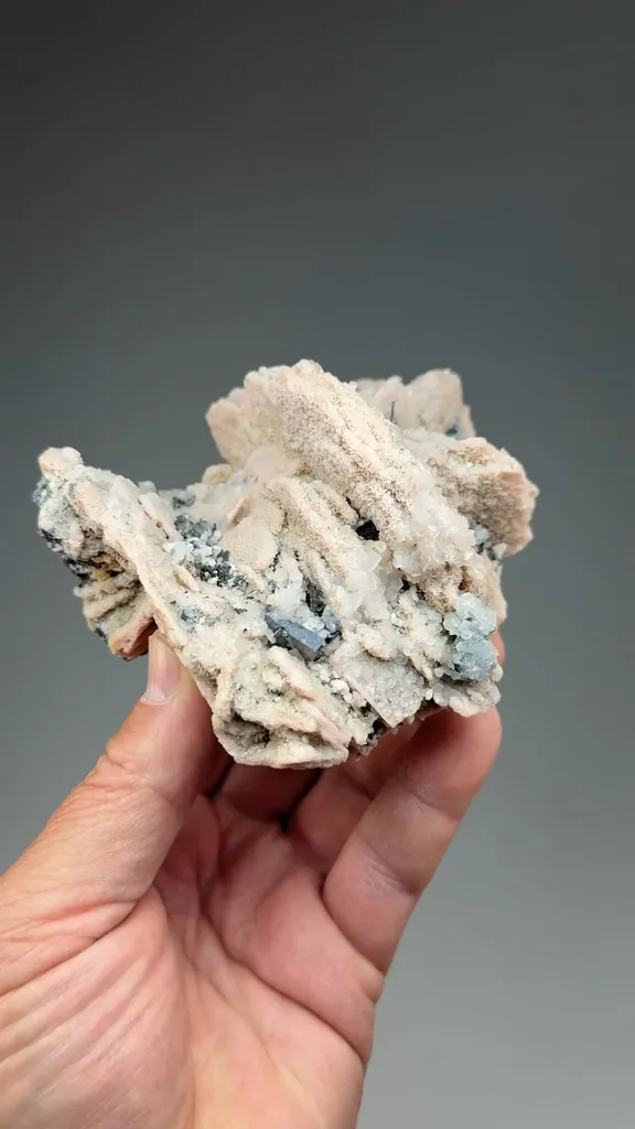 Rhodochrosite after Calcite with Galena, Calcite - image 2
