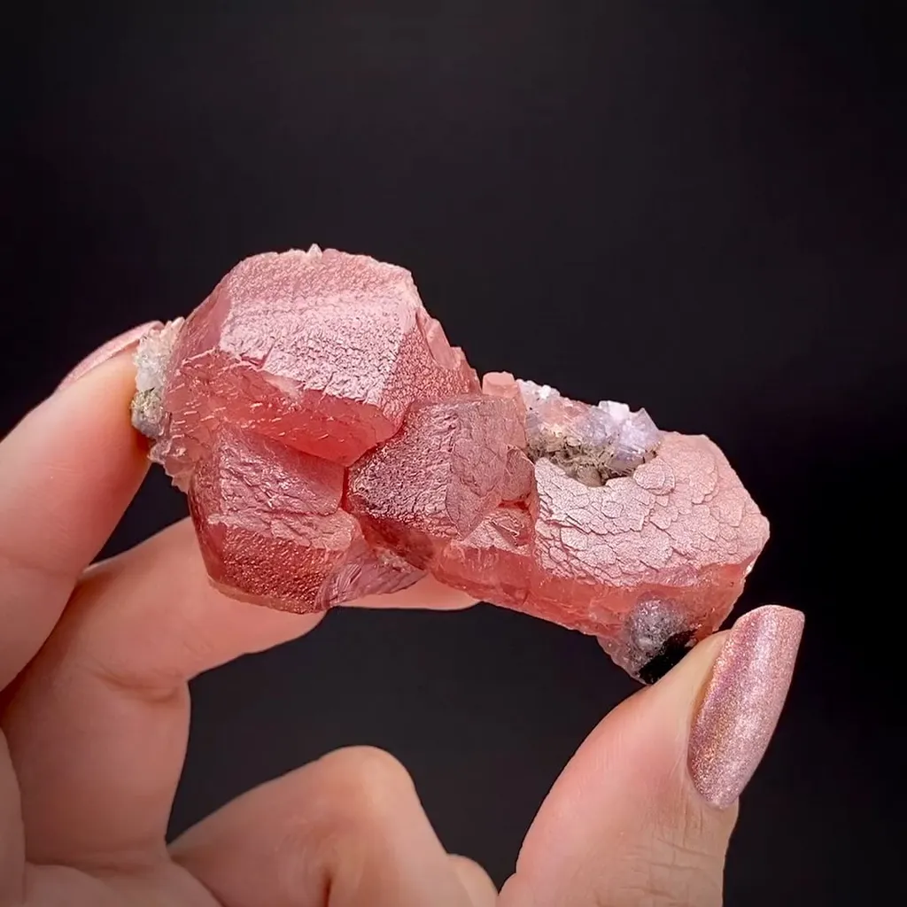 Rhodochrosite and Fluorite with Pyrite image