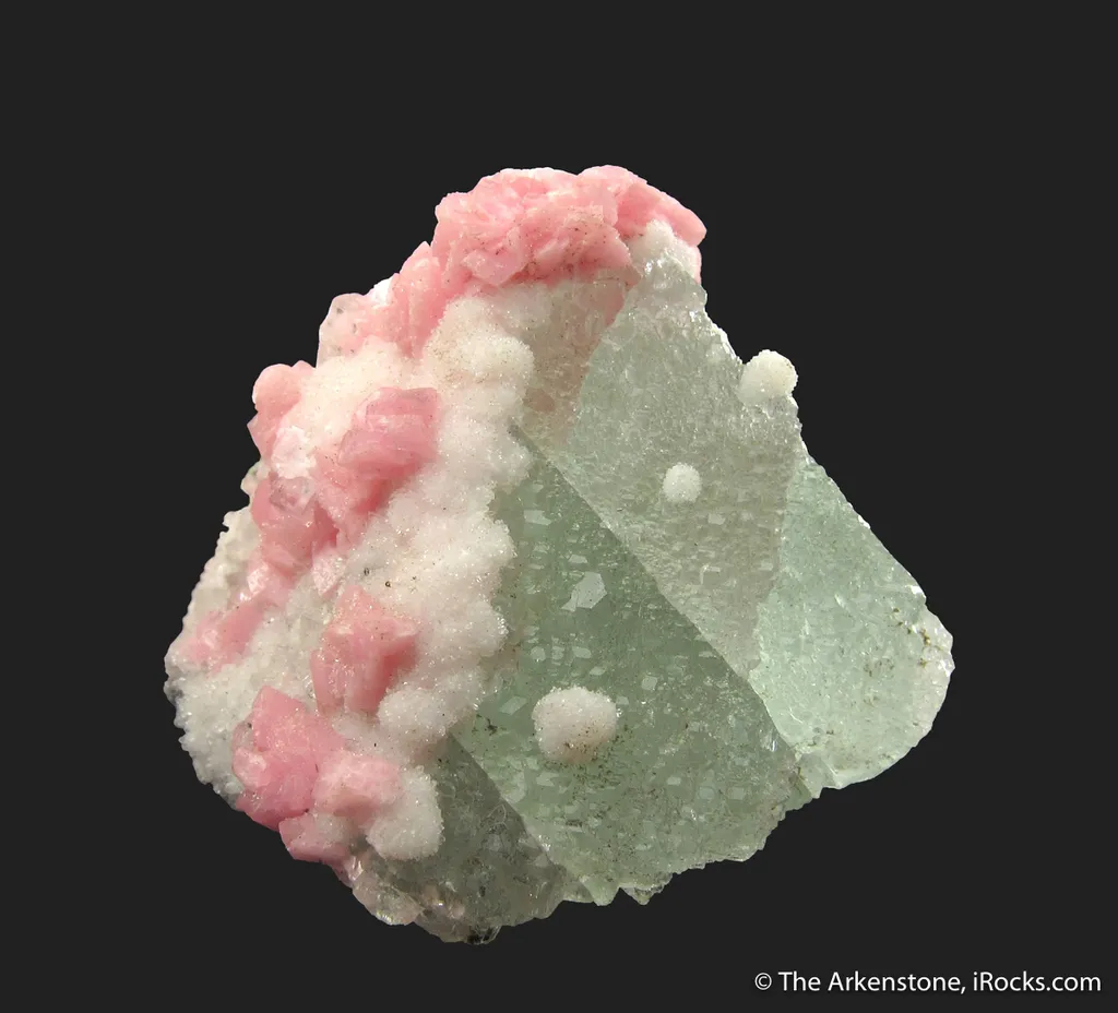 Rhodochrosite and Quartz on Fluorite image