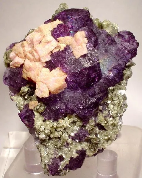 Rhodochrosite, Fluorite image