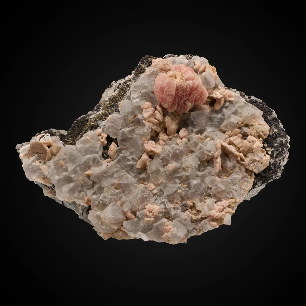 Rhodochrosite, Fluorite image