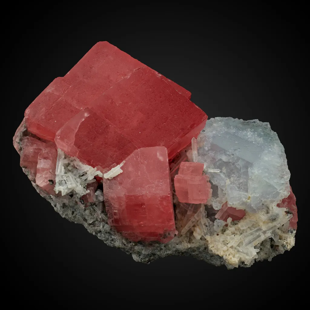 Rhodochrosite, Fluorite image