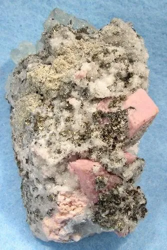 Rhodochrosite, Fluorite, Chalcopyrite image