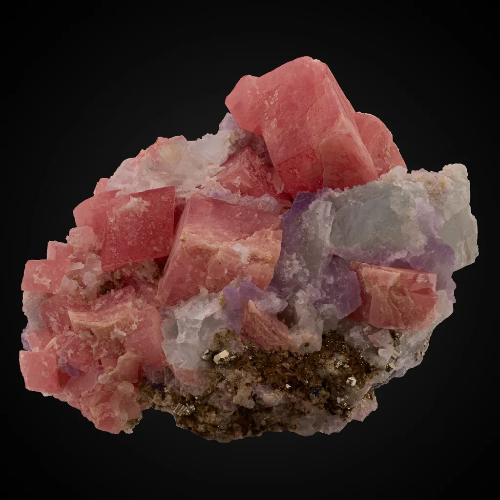 Rhodochrosite, Fluorite image