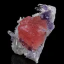 Rhodochrosite, Fluorite on Quartz - image 1