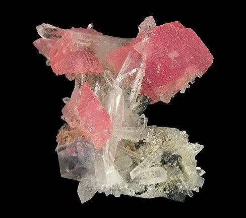 Rhodochrosite, Fluorite, Quartz image