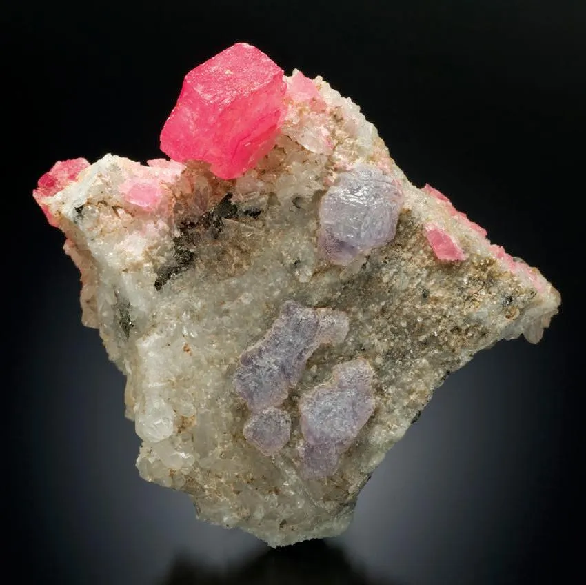Rhodochrosite, Fluorite, Quartz image