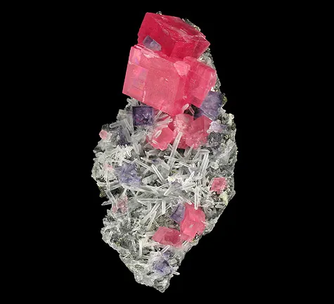 Rhodochrosite, Fluorite, Quartz image