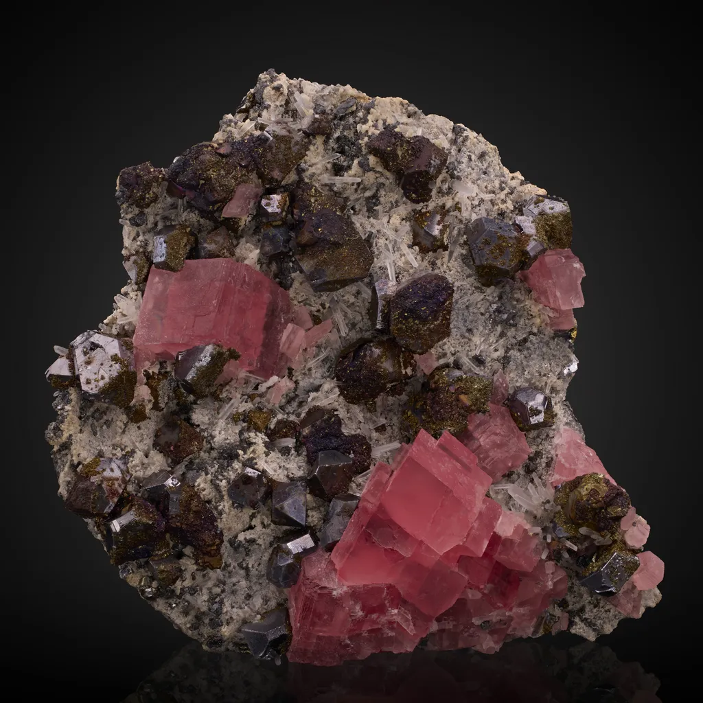 Rhodochrosite, Galena, Bornite image