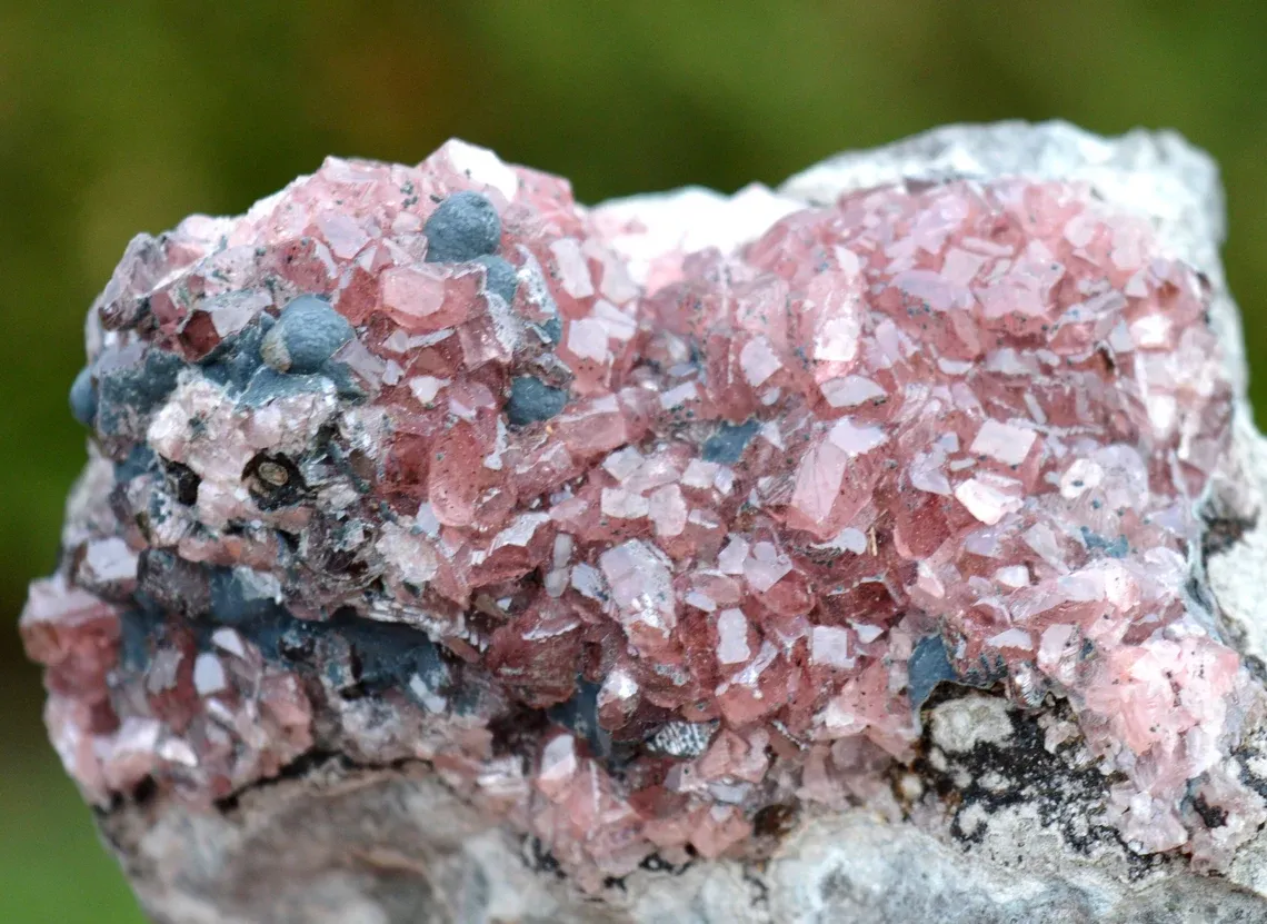 Rhodochrosite & Goethite 372 grams - Uchucchacua Mine, Oyon Province, Lima, Peru - image 1