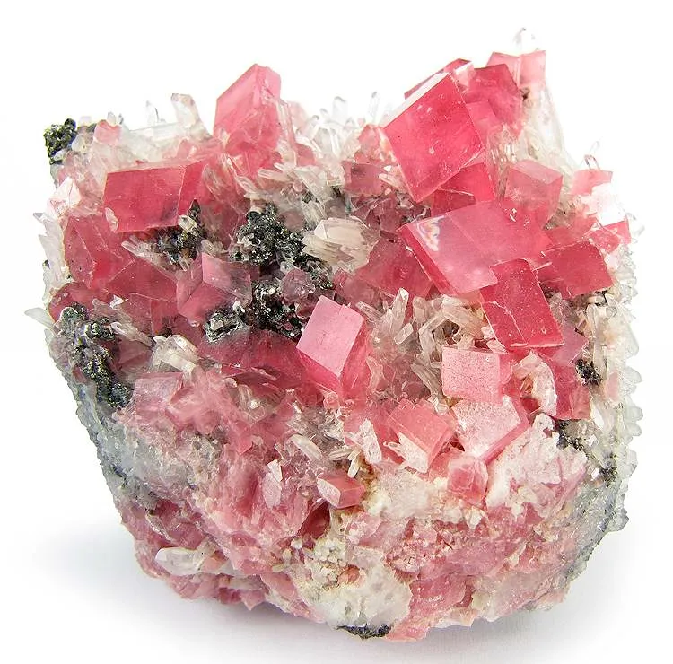 Rhodochrosite, Hubnerite, Quartz image