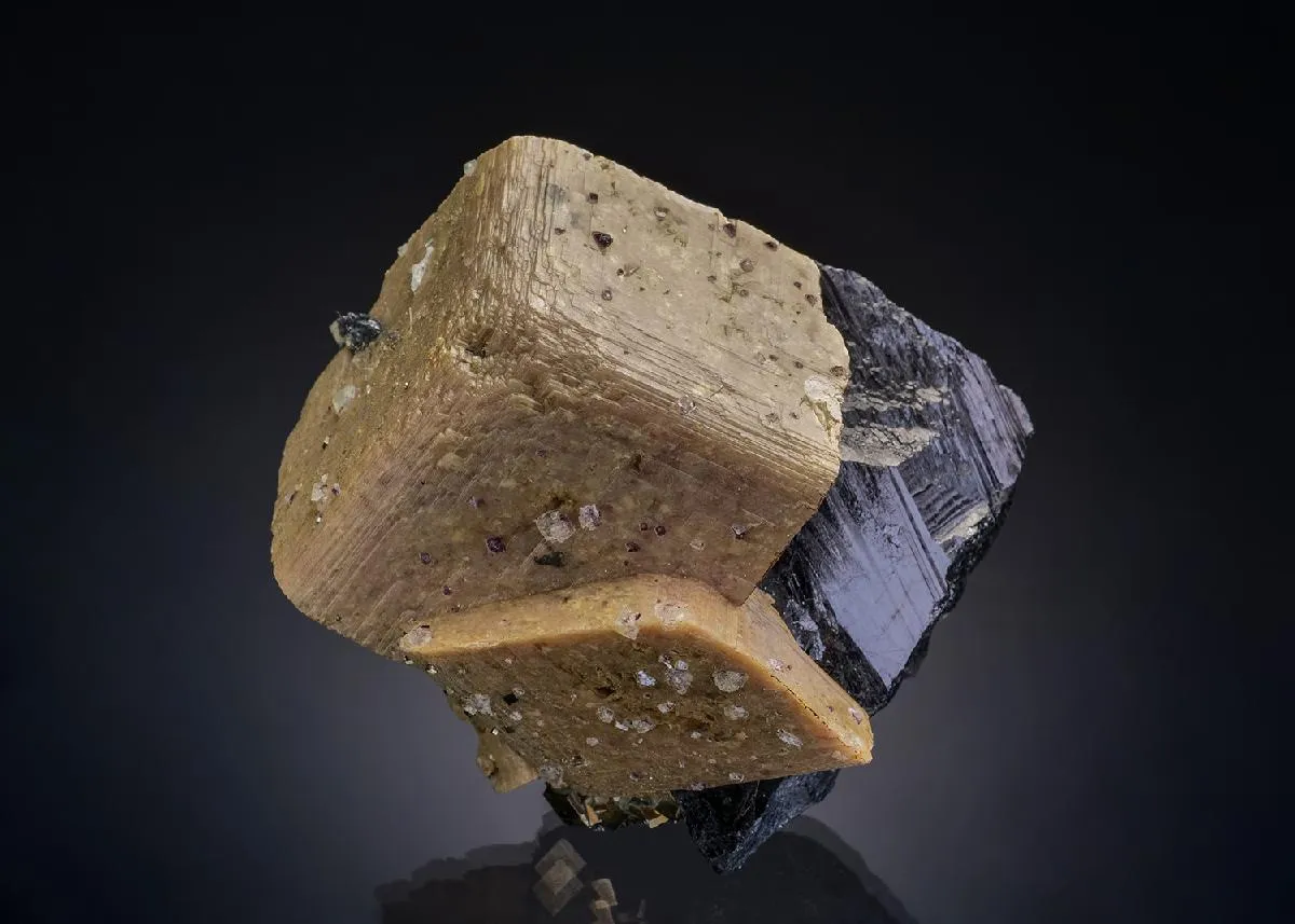 Rhodochrosite on Ferberite with Pyrite and Fluorite - image 1