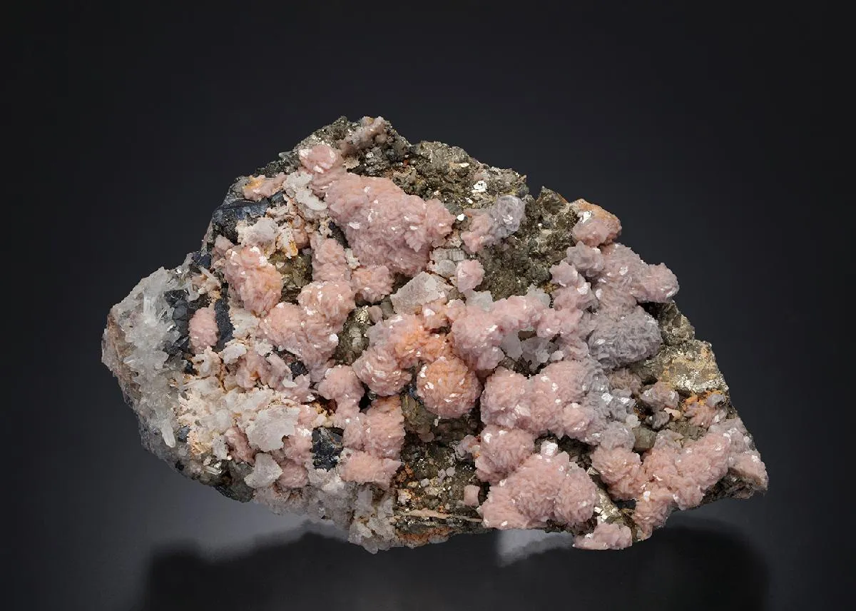Rhodochrosite on Sphalerite Pyrite and Galena - image 1