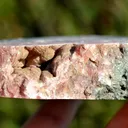 Rhodochrosite & pyrite 1026 grams - Manuelita Mine, Morococha District, Yauli Province, Junín, Peru - image 6