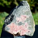 Rhodochrosite & pyrite 1026 grams - Manuelita Mine, Morococha District, Yauli Province, Junín, Peru - image 4