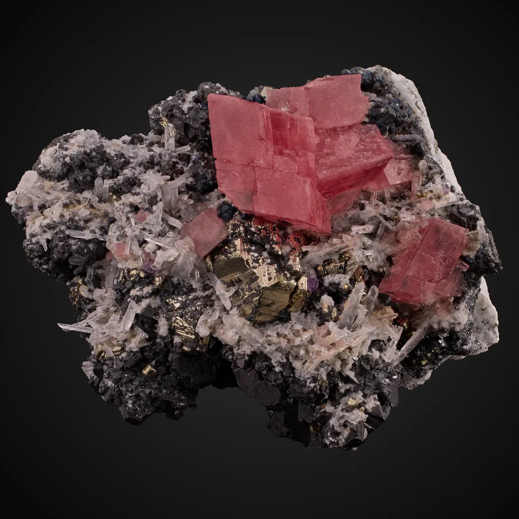 Rhodochrosite, Pyrite, Sphalerite image