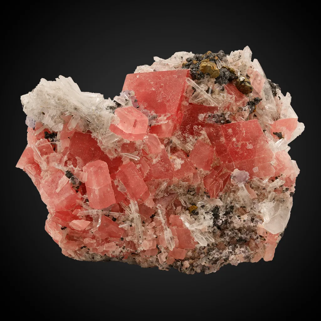 Rhodochrosite, Quartz, Fluorite, Chalcopyrite image